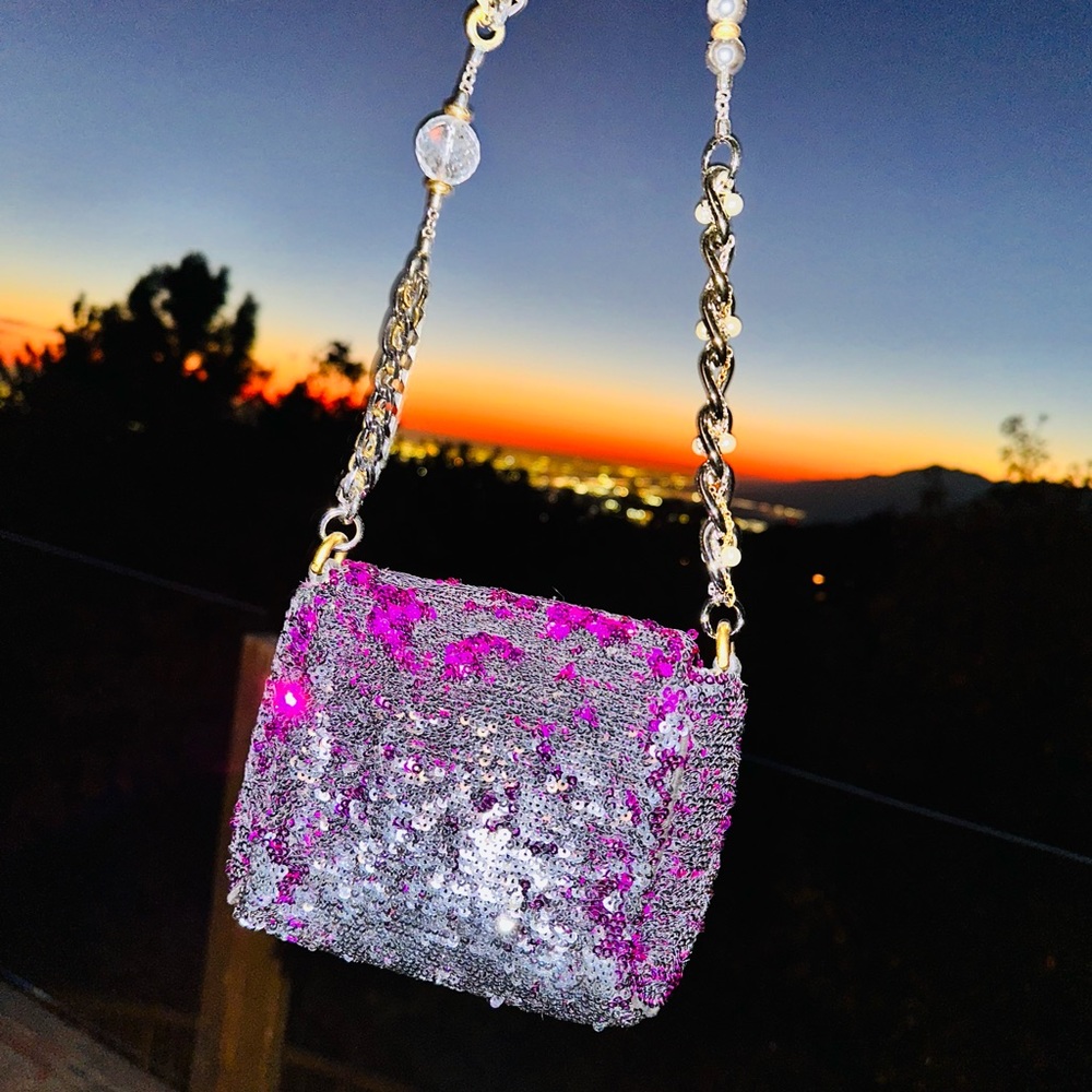 Dolce & Gabbana: Reversible Sequin Beaded Strap Miss Charles Mini Shoulder Bag - Picture 11 of 16